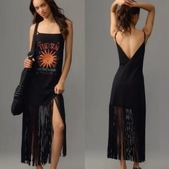 FARM Rio Black and Orange Maxi Dress NWOT - Picture 1 of 5